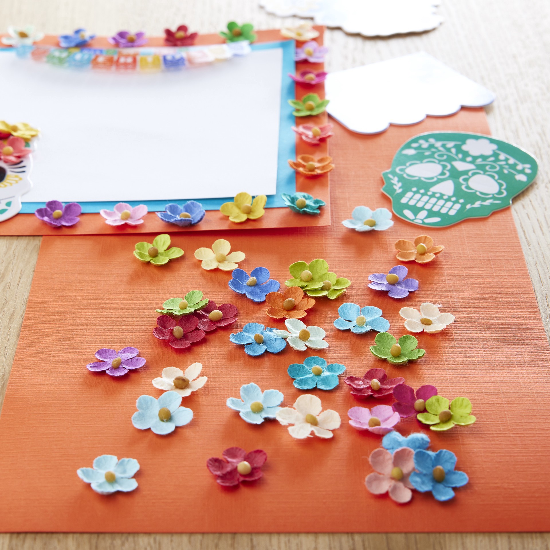 slide 2 of 2, Bright Multicolored Mini Paper Flower Embellishments By Recollections, 1.5 cm
