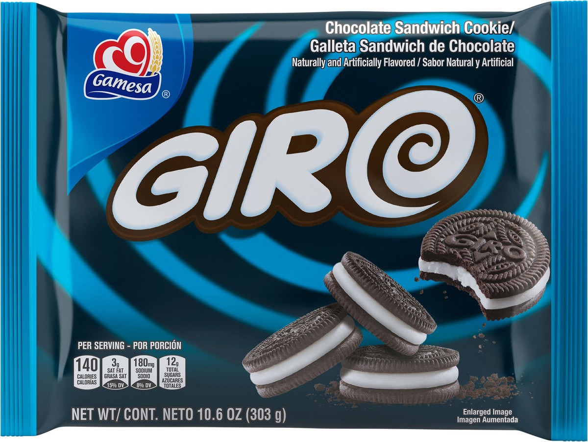 slide 4 of 9, Gamesa Giro Chocolate Sandwich Cookies 10.6 Ounce Plastic Bag, 10.6 oz