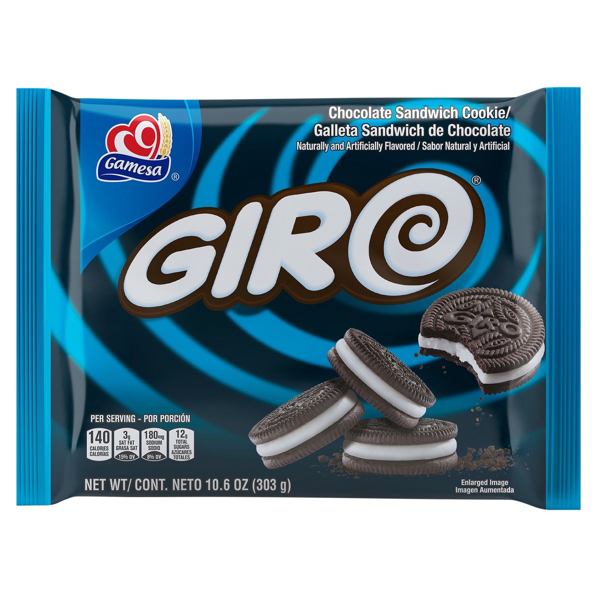 slide 1 of 9, Gamesa Giro Chocolate Sandwich Cookies 10.6 Ounce Plastic Bag, 10.6 oz