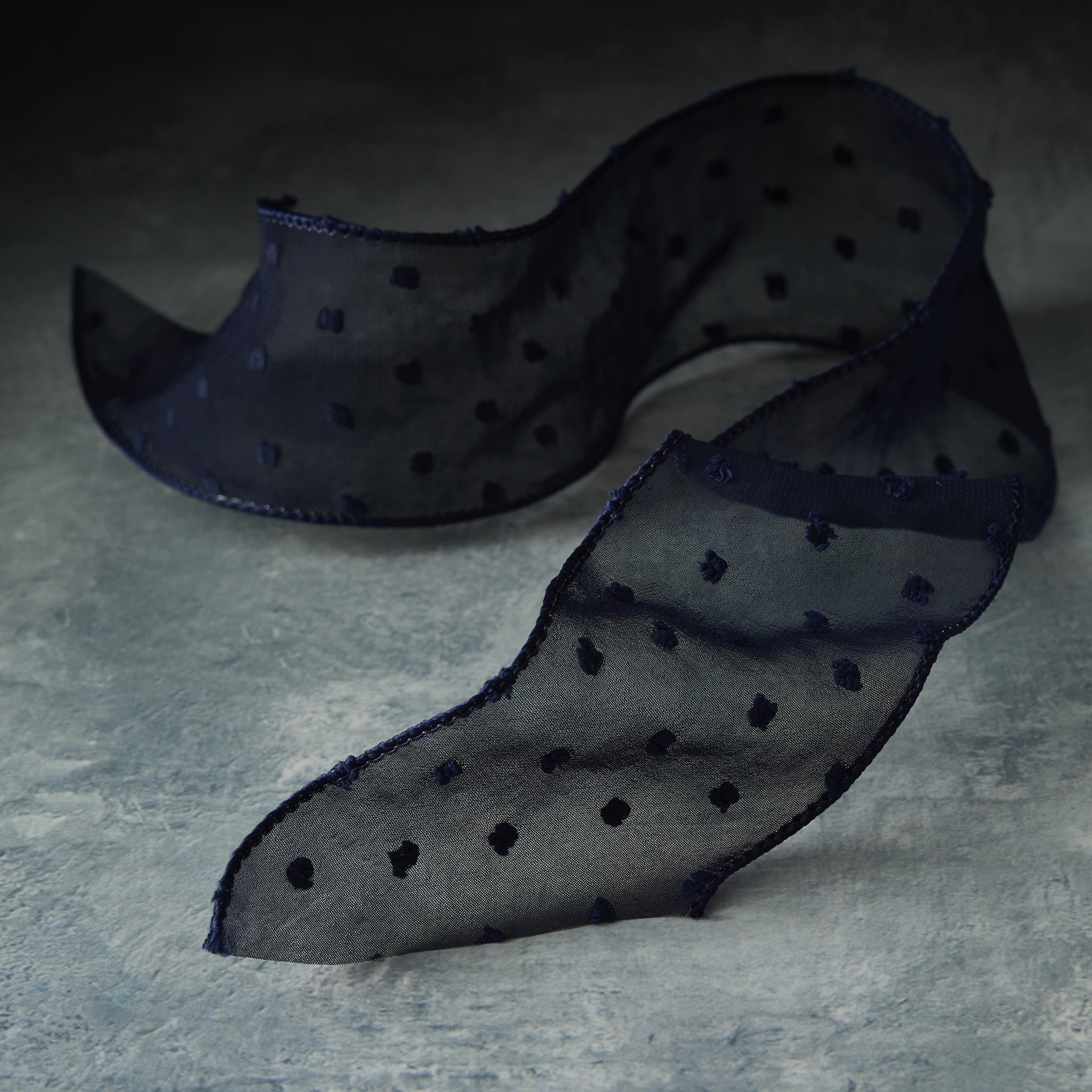 slide 2 of 2, 2.5" X 3yd. Wired Navy Pom Pom Dotted Crinkle Chiffon Ribbon By Celebrate It, 2.5 in x 3 yd