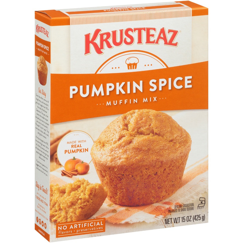 slide 2 of 8, Krusteaz Pumpkin Spice Muffin, 15 oz