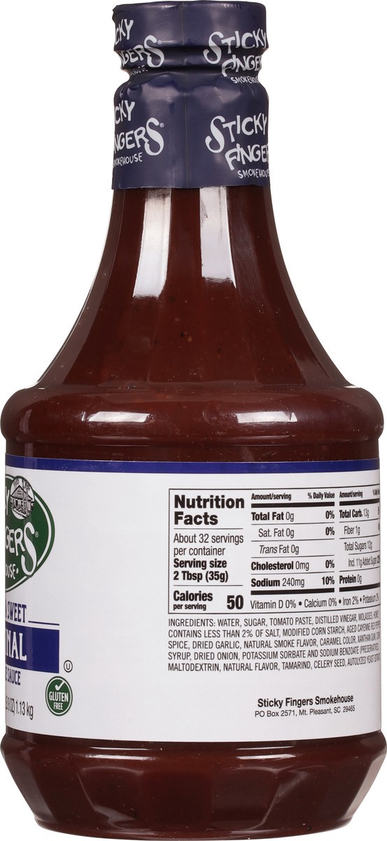 slide 10 of 12, Sticky Fingers Smokehouse Carolina Sweet Original Barbecue Sauce 40 oz, 40 oz