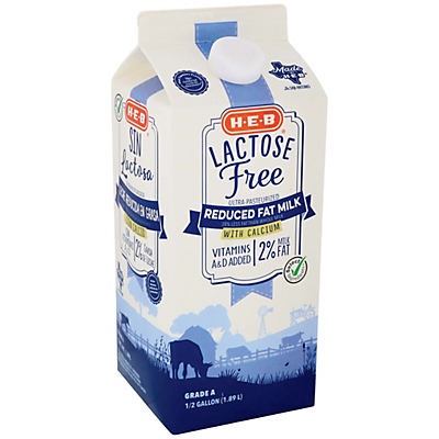 slide 1 of 1, H-E-B Reduced Fat Lactose Free 2% Milkfat Milk, 64 fl oz