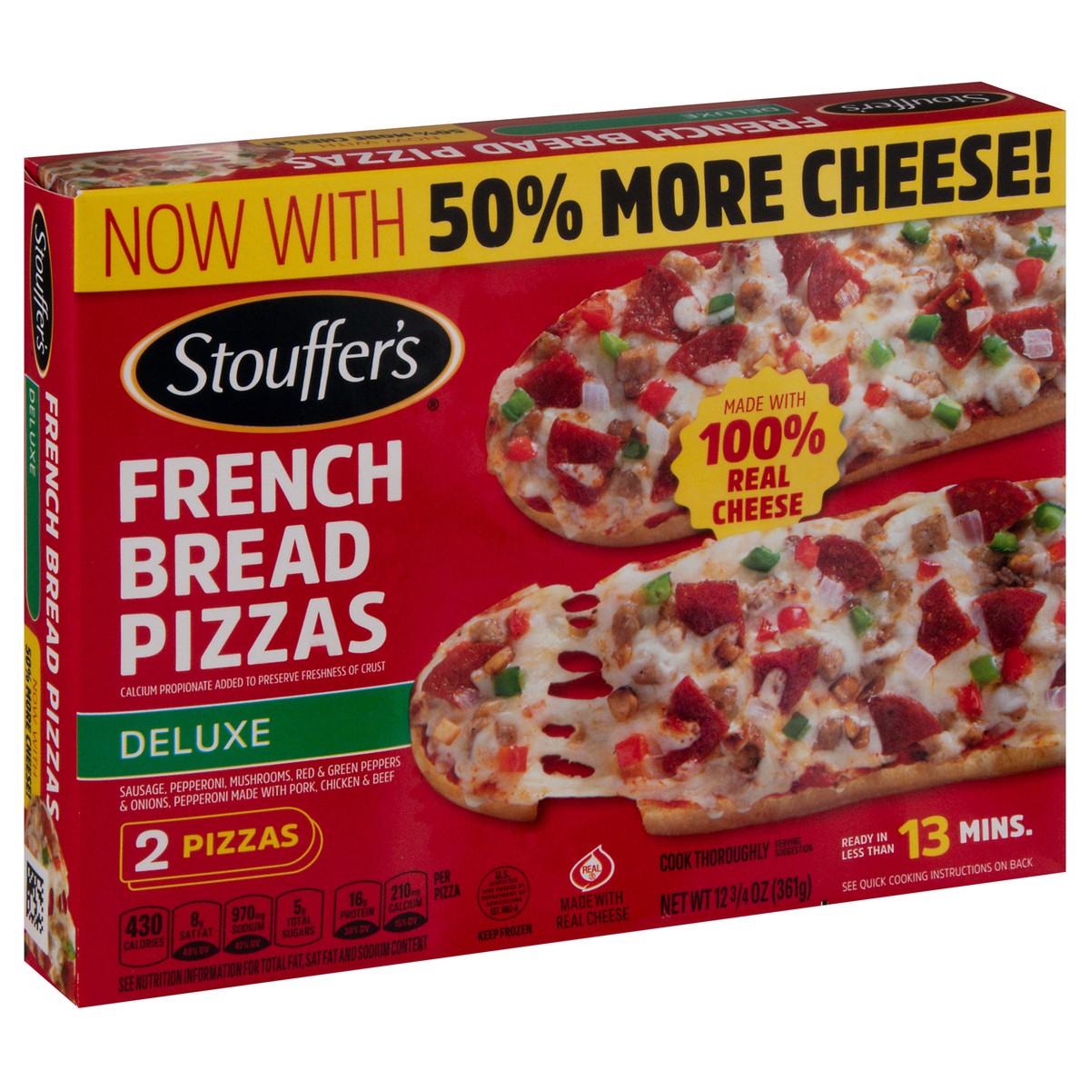 slide 9 of 9, STOUFFER'S Deluxe French Bread Frozen Pizza 12.75oz Box, 12.7 oz
