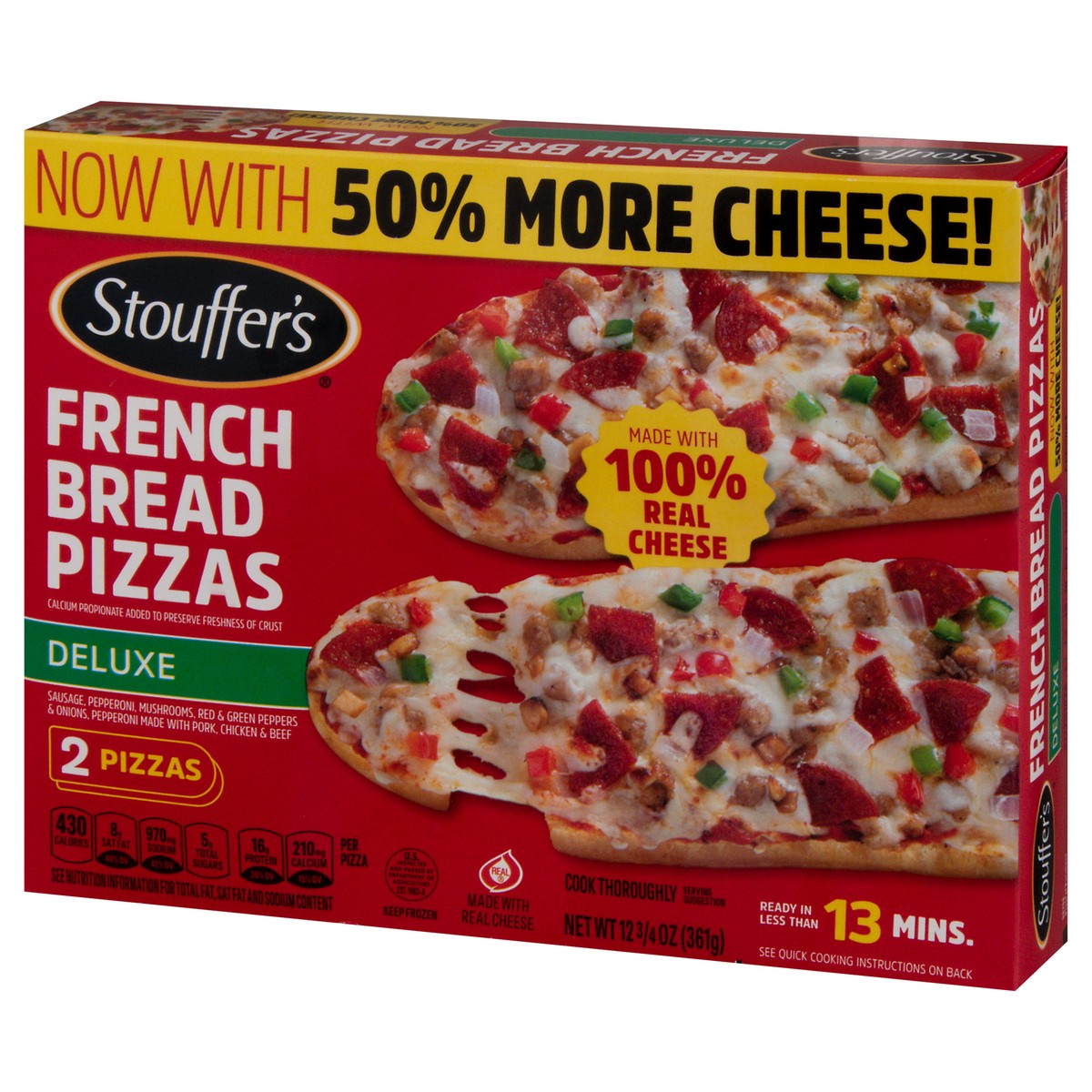 slide 2 of 9, STOUFFER'S Deluxe French Bread Frozen Pizza 12.75oz Box, 12.7 oz