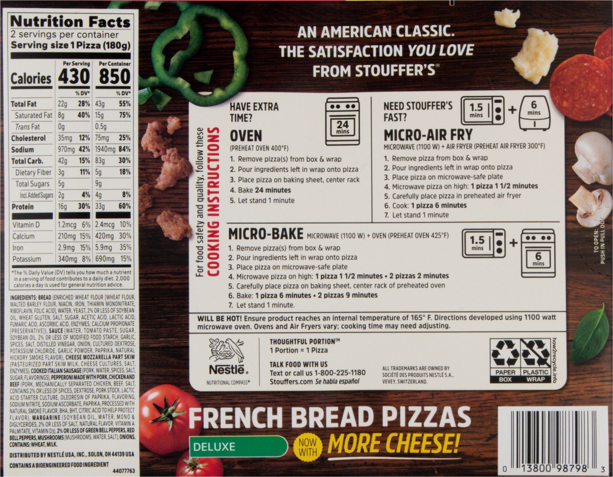 slide 4 of 9, STOUFFER'S Deluxe French Bread Frozen Pizza 12.75oz Box, 12.7 oz