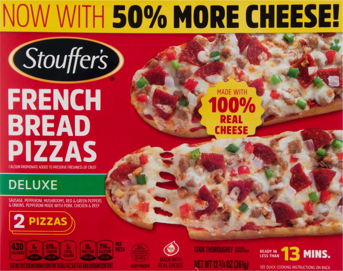 slide 5 of 9, STOUFFER'S Deluxe French Bread Frozen Pizza 12.75oz Box, 12.7 oz