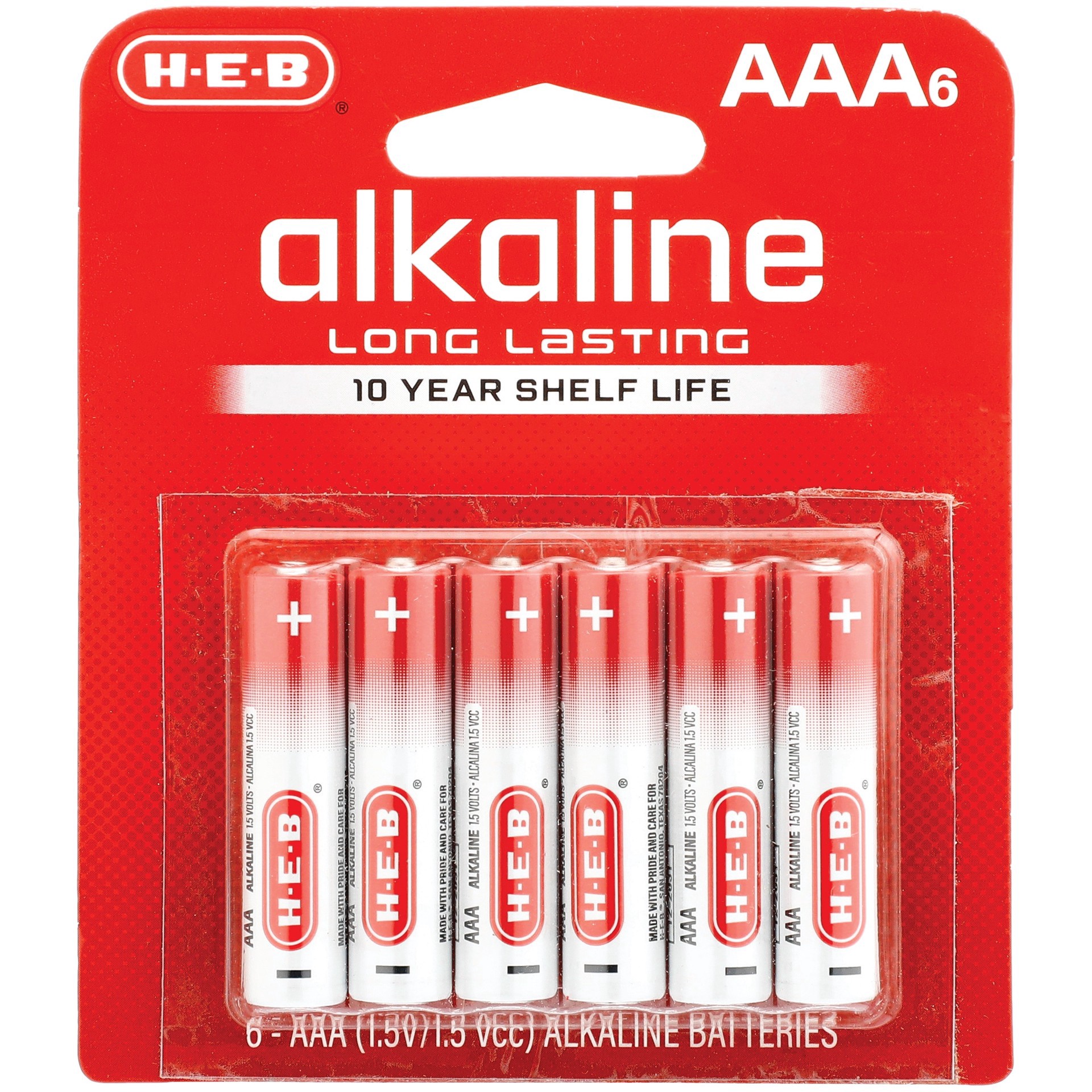 slide 1 of 1, H-E-B Alkaline AAA Batteries, 6 ct