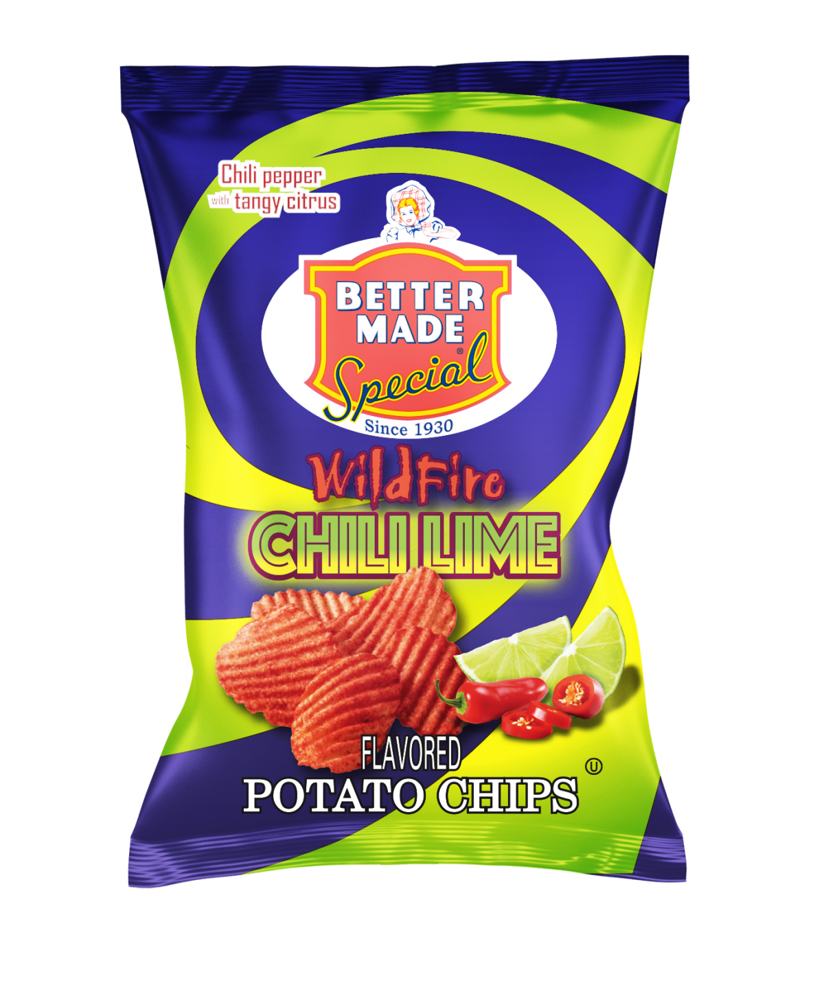 slide 1 of 1, Better Made Wildfire Chili Lime Chips 2.75 Oz, 2.75 oz