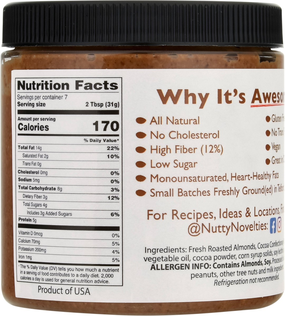 slide 3 of 9, Nutty Novelties Dark Chocolate Almond Butter 8 oz, 8 oz