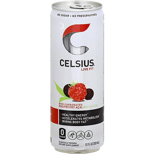 CELSIUS Raspberry Acai Green Tea Dietary Supplement Drink 12 fl oz Shipt