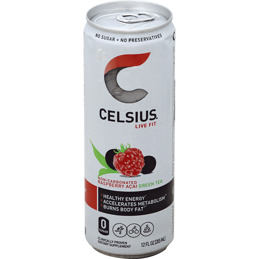 CELSIUS Raspberry Acai Green Tea Dietary Supplement Drink 12 fl oz Shipt