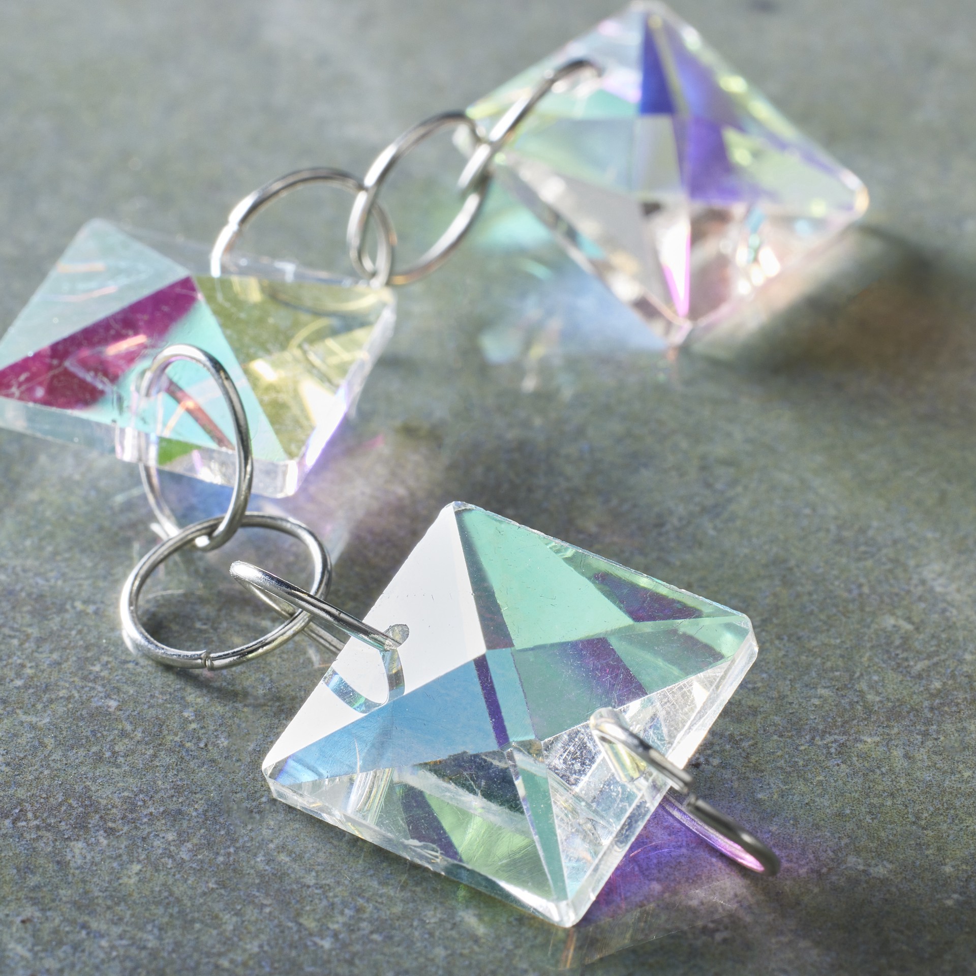 slide 2 of 3, Crystal Aurora Borealis Square Glass Beads, 20mm By Bead Landing, 20 mm