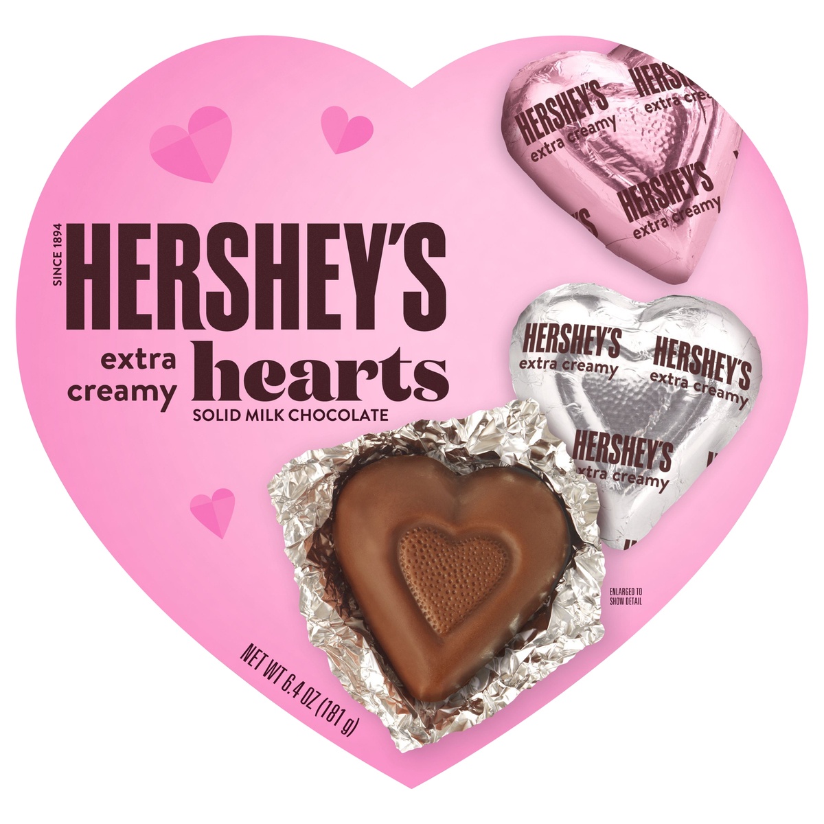 slide 1 of 1, Hershey's Valentine's Extra Creamy Solid Milk Chocolate Hearts Candy Heart Box, 6.4 oz