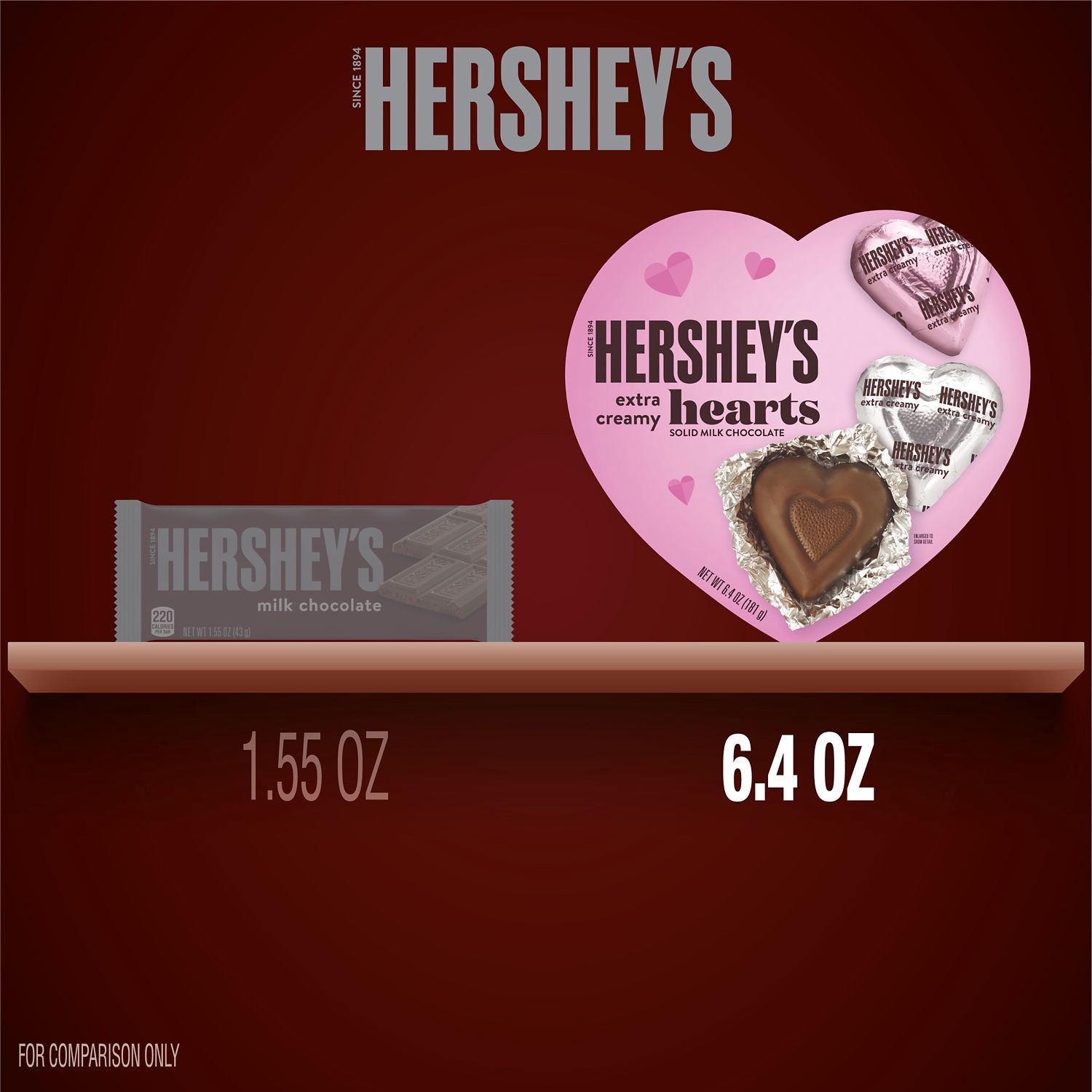 slide 2 of 8, Hershey's Extra Creamy Milk Chocolate Hearts, Valentine's Candy Gift Box, 6.4 oz, 6.4 oz