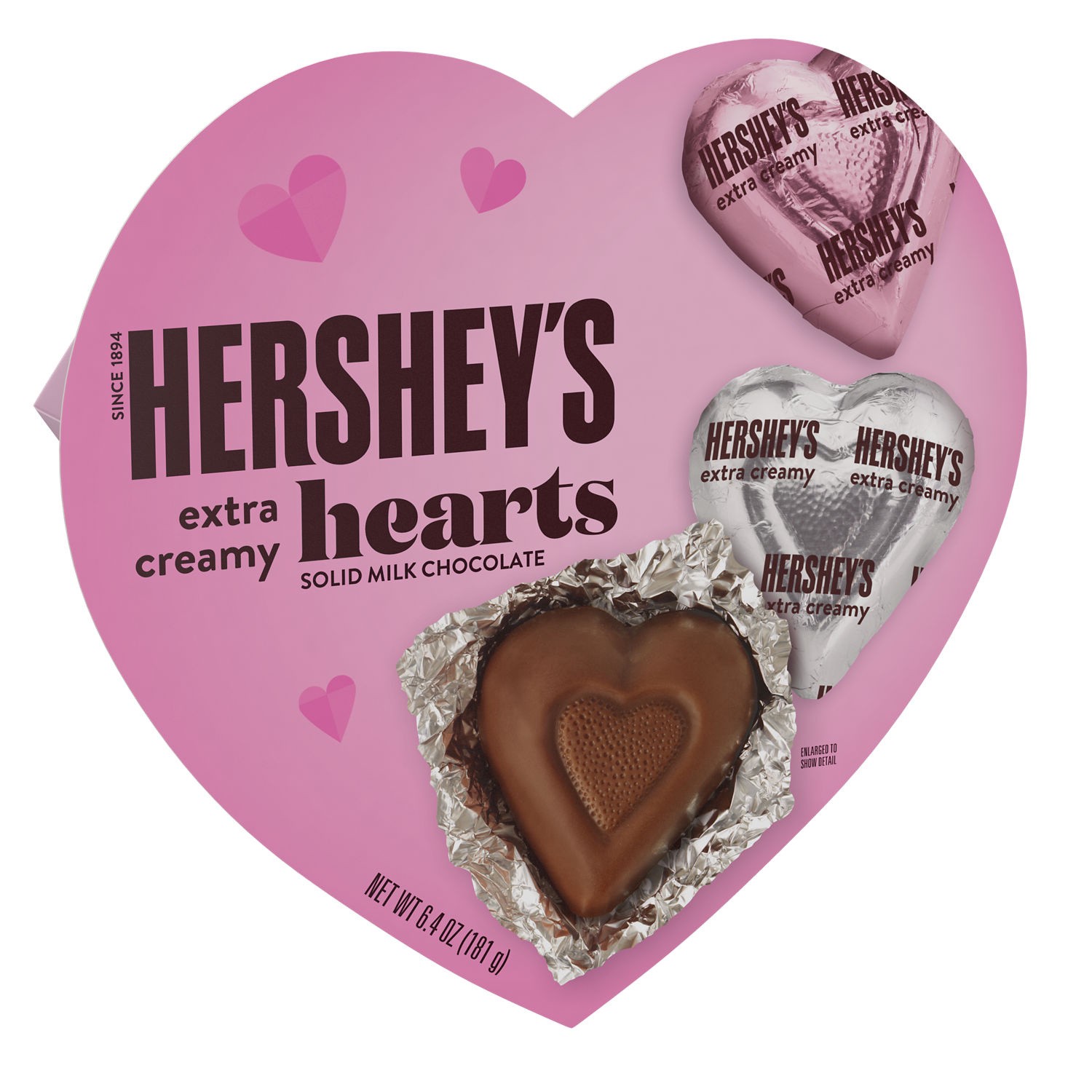 slide 1 of 8, Hershey's Extra Creamy Milk Chocolate Hearts, Valentine's Candy Gift Box, 6.4 oz, 6.4 oz