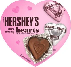 Hershey's Extra Creamy Milk Chocolate Hearts, Valentine's Candy Gift Box, 6.4 oz