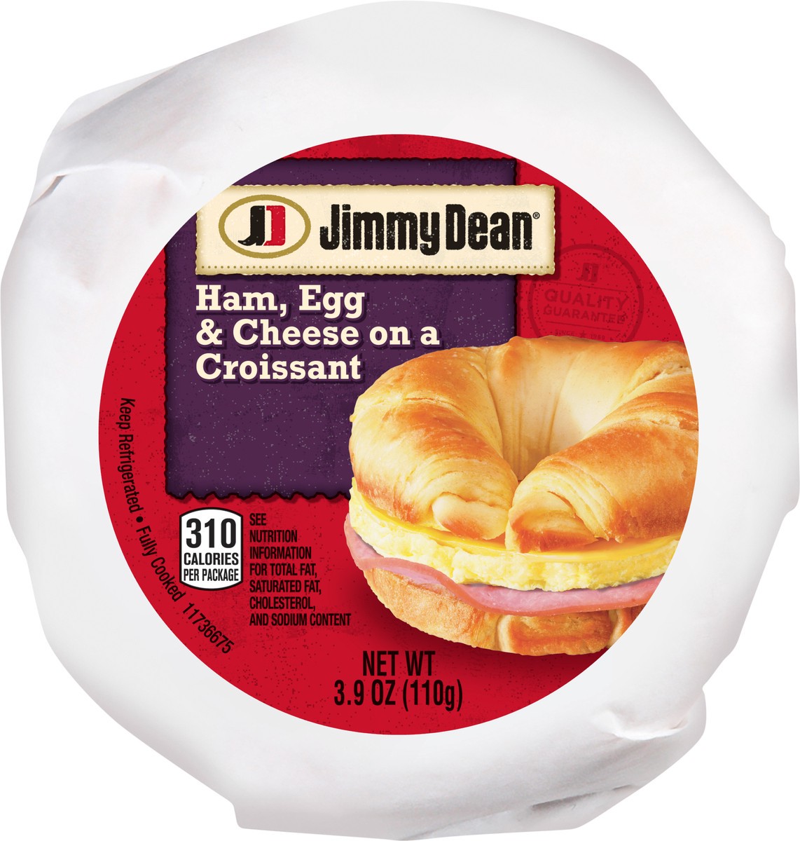 slide 3 of 3, Jimmy Dean Ham, Egg & Cheese On A Croissant, 110.56 g