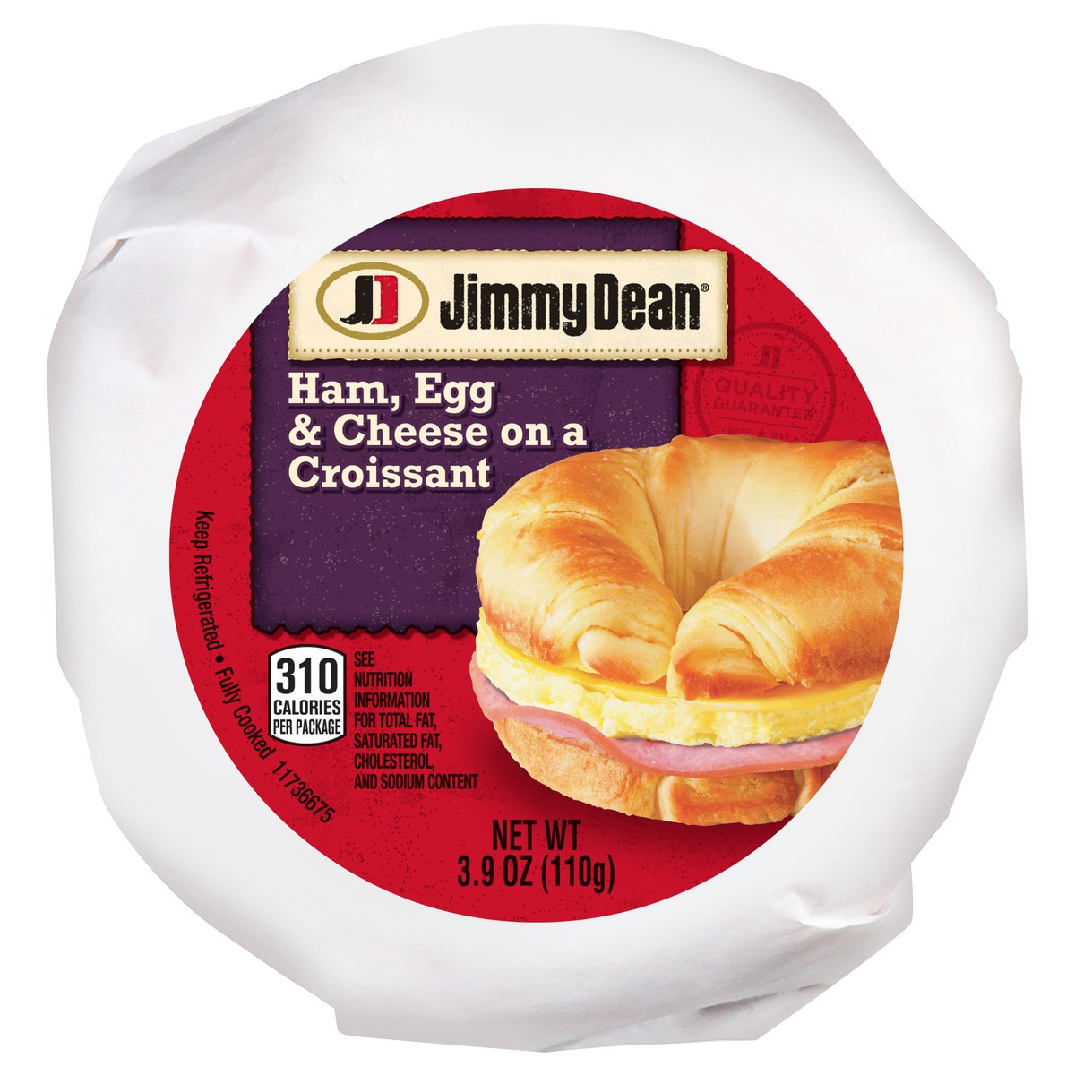 slide 1 of 3, Jimmy Dean Ham, Egg & Cheese On A Croissant, 110.56 g