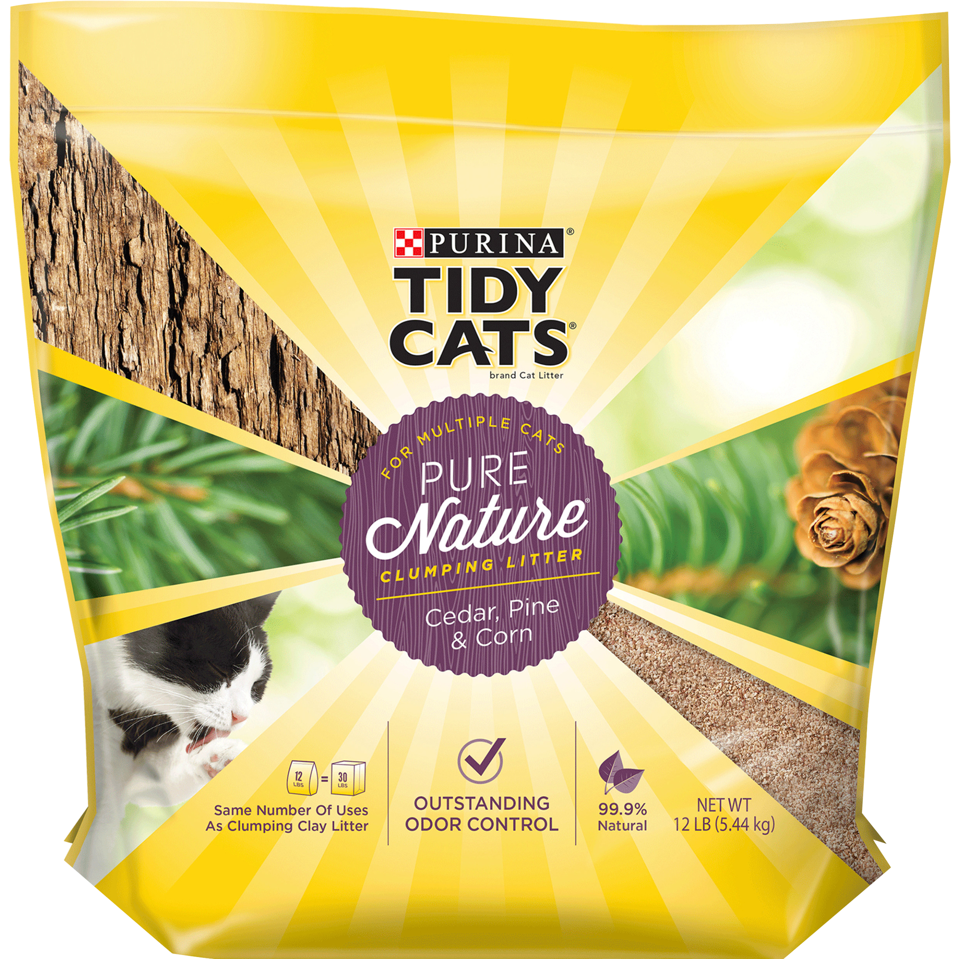 slide 1 of 2, Tidy Cats Purina Tidy Cats Natural Clumping Cat Litter, Pure Nature Cedar, Pine & Corn Cat Litter, 12 lb