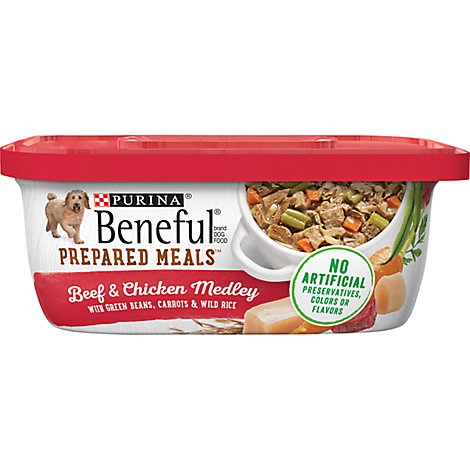 slide 1 of 1, Beneful Prepared Meals Dog Food Beef & Chicken Medley Can, 10 oz