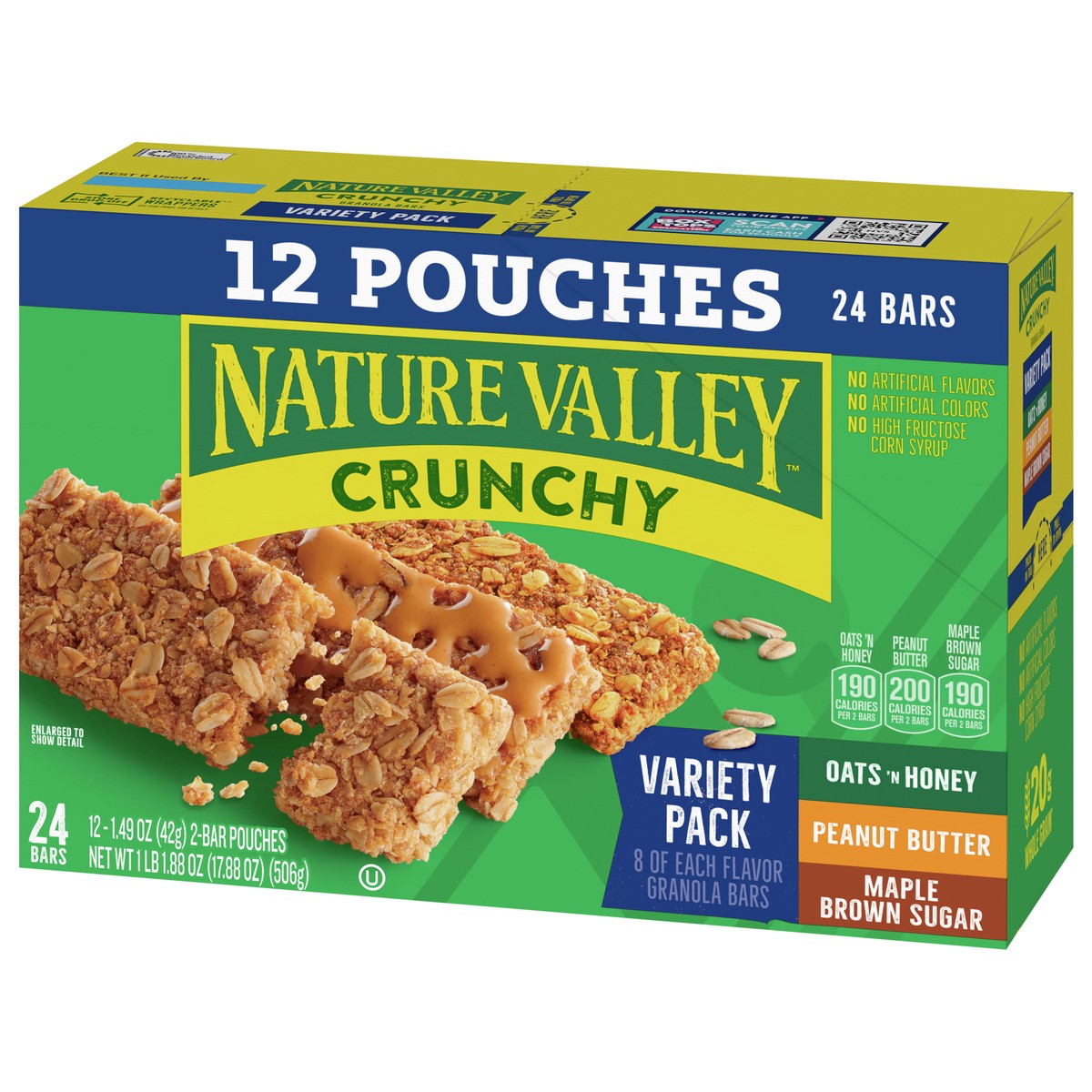 slide 7 of 13, Nature Valley Crunchy Granola Bars, Variety Pack, 24 Bars, 17.88 OZ (12 Pouches), 12 ct