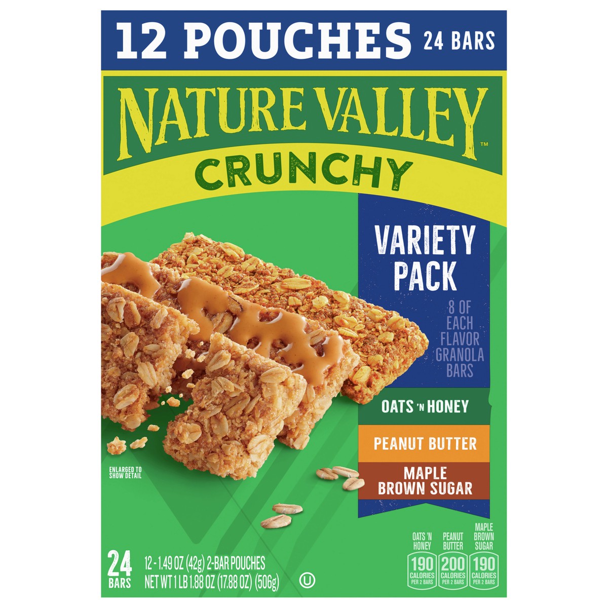 slide 1 of 13, Nature Valley Crunchy Granola Bars, Variety Pack, 24 Bars, 17.88 OZ (12 Pouches), 12 ct
