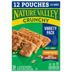 Nature Valley Crunchy Granola Bars, Variety Pack, 24 Bars, 17.88 OZ (12 Pouches)