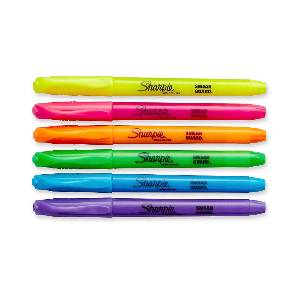 slide 6 of 7, Sharpie Pocket 12pk Highlighters Smear Guard Narrow Chisel Tip Multicolored, 12 ct