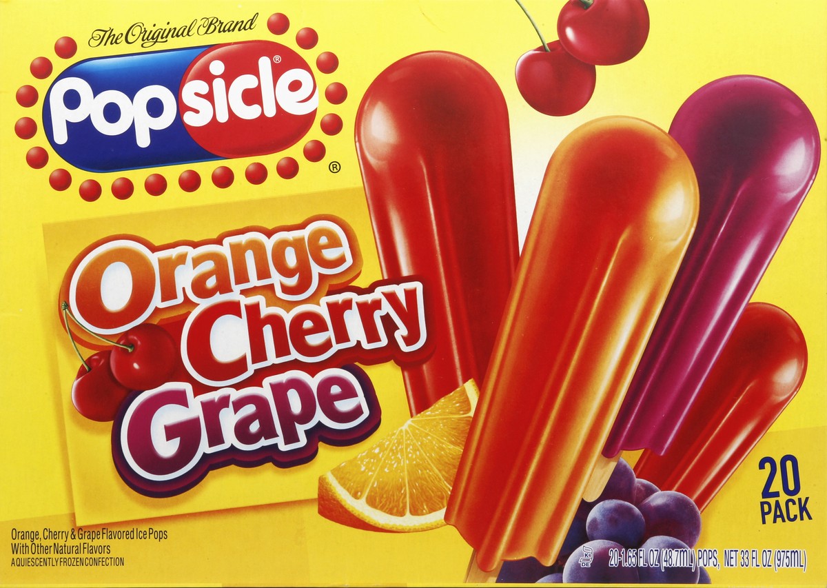 slide 4 of 4, Popsicle Ice Pops Orange Cherry Grape, 20 ct