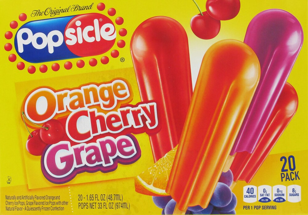 slide 1 of 4, Popsicle Ice Pops Orange Cherry Grape, 20 ct