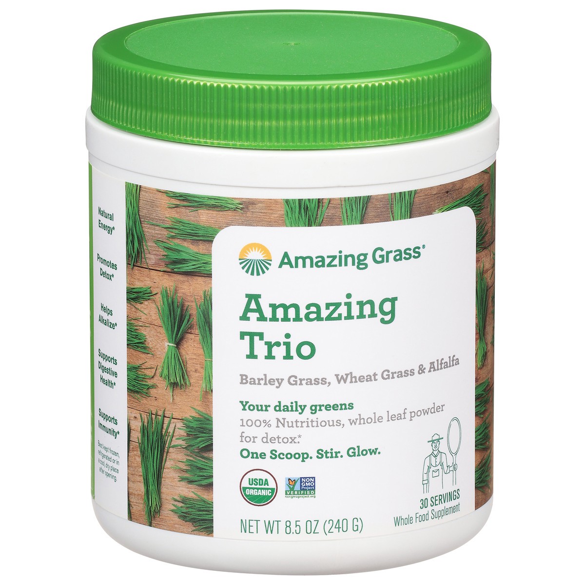 slide 8 of 9, Amazing Grass Amazing Trio Leaf Powder, 8.5 oz