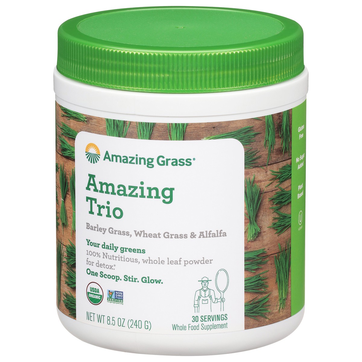 slide 6 of 9, Amazing Grass Amazing Trio Leaf Powder, 8.5 oz