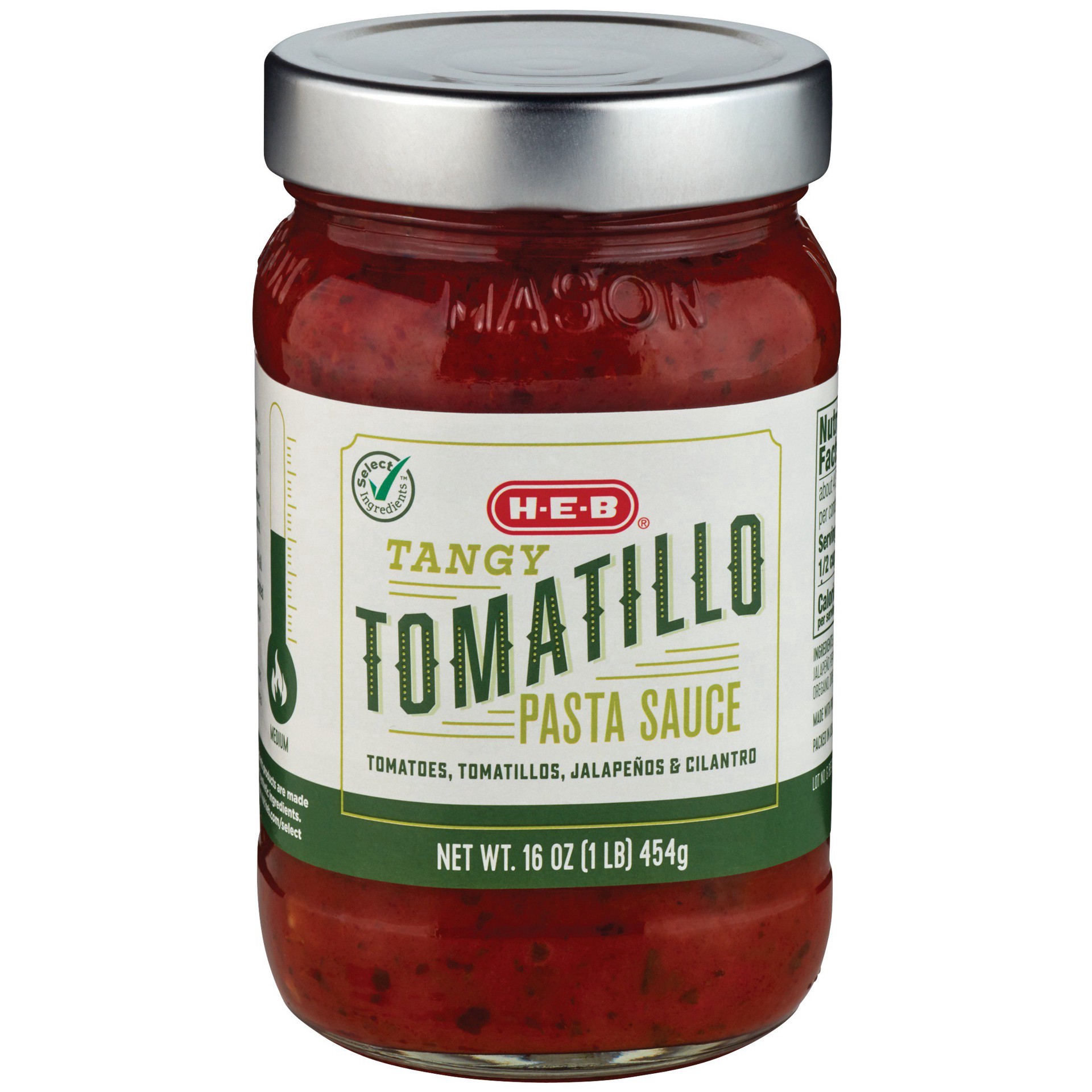 slide 1 of 1, H-E-B Select Ingredients Tomatillo Pasta Sauce, 16 oz