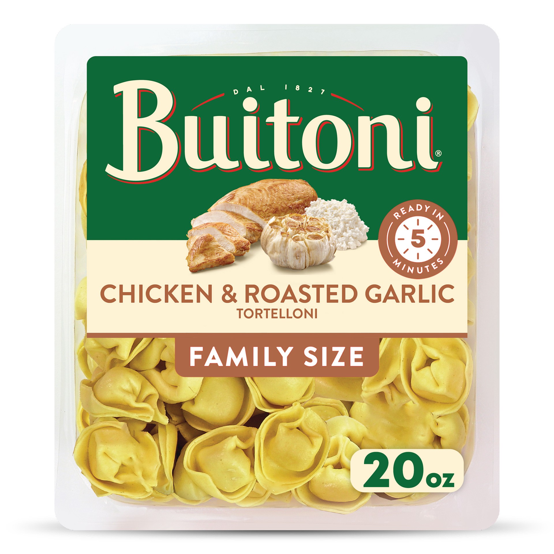 slide 1 of 9, Buitoni Chicken and Roasted Garlic Tortelloni, Refrigerated Pasta, 20 oz Family Size Package, 20 oz
