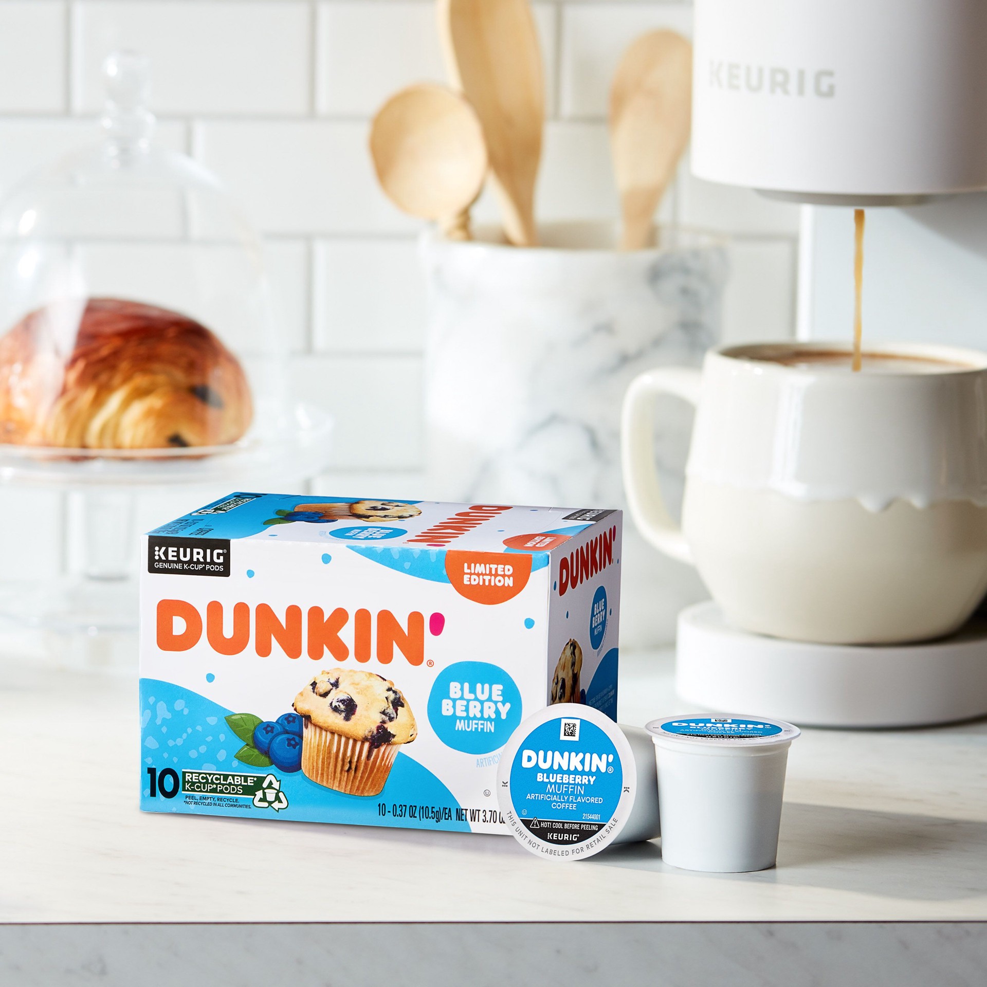 slide 2 of 9, Dunkin' Dunkin’ Blueberry Muffin Ground Coffee, Medium Roast, Keurig K-Cup Pods, 10 Count Box, 10 ct