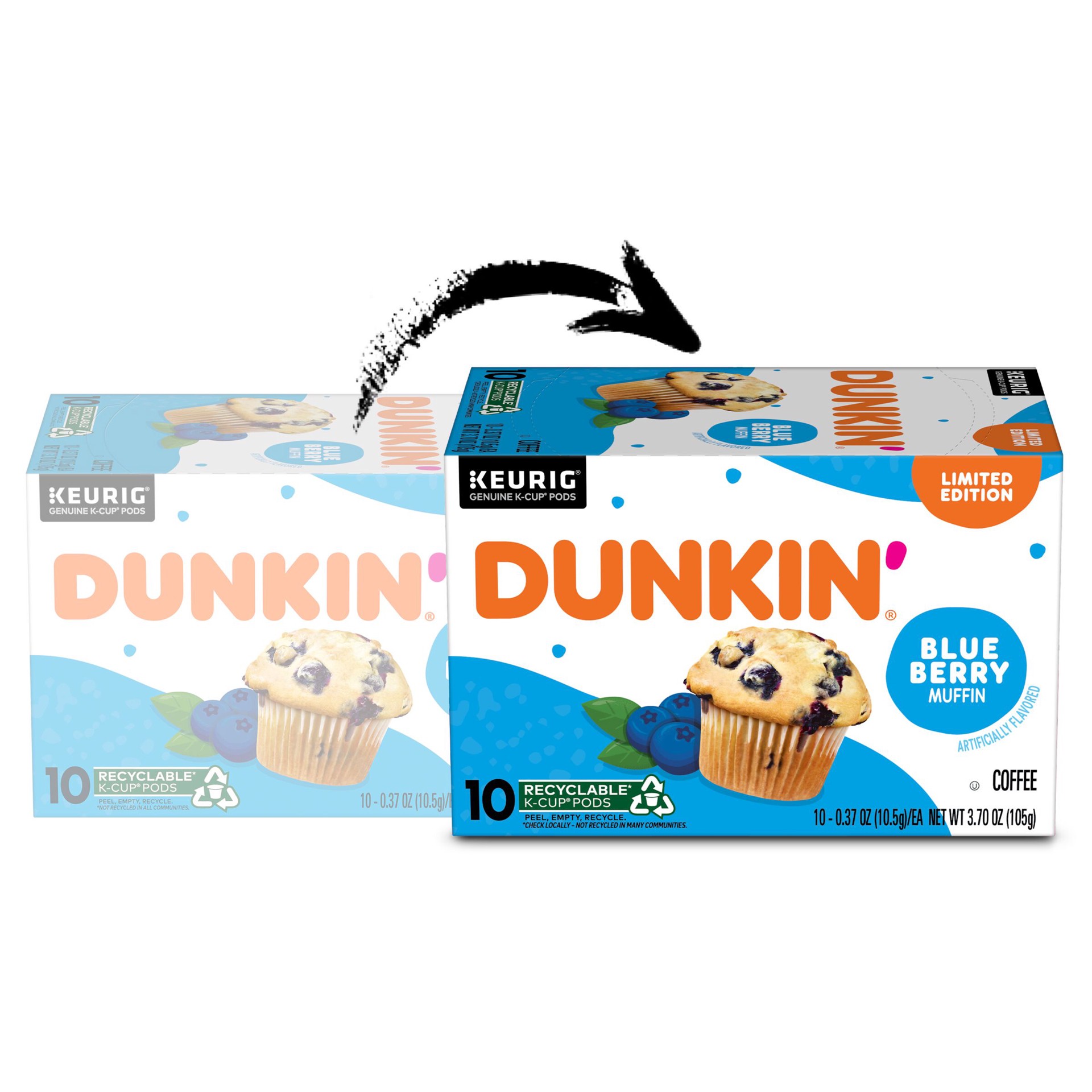 slide 7 of 9, Dunkin' Dunkin’ Blueberry Muffin Ground Coffee, Medium Roast, Keurig K-Cup Pods, 10 Count Box, 10 ct