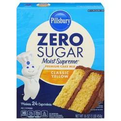Pillsbury Zero Sugar Moist Supreme Yellow Premium Cake Mix, 16 Oz Box