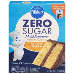 Pillsbury Zero Sugar Moist Supreme Yellow Premium Cake Mix, 16 Oz Box