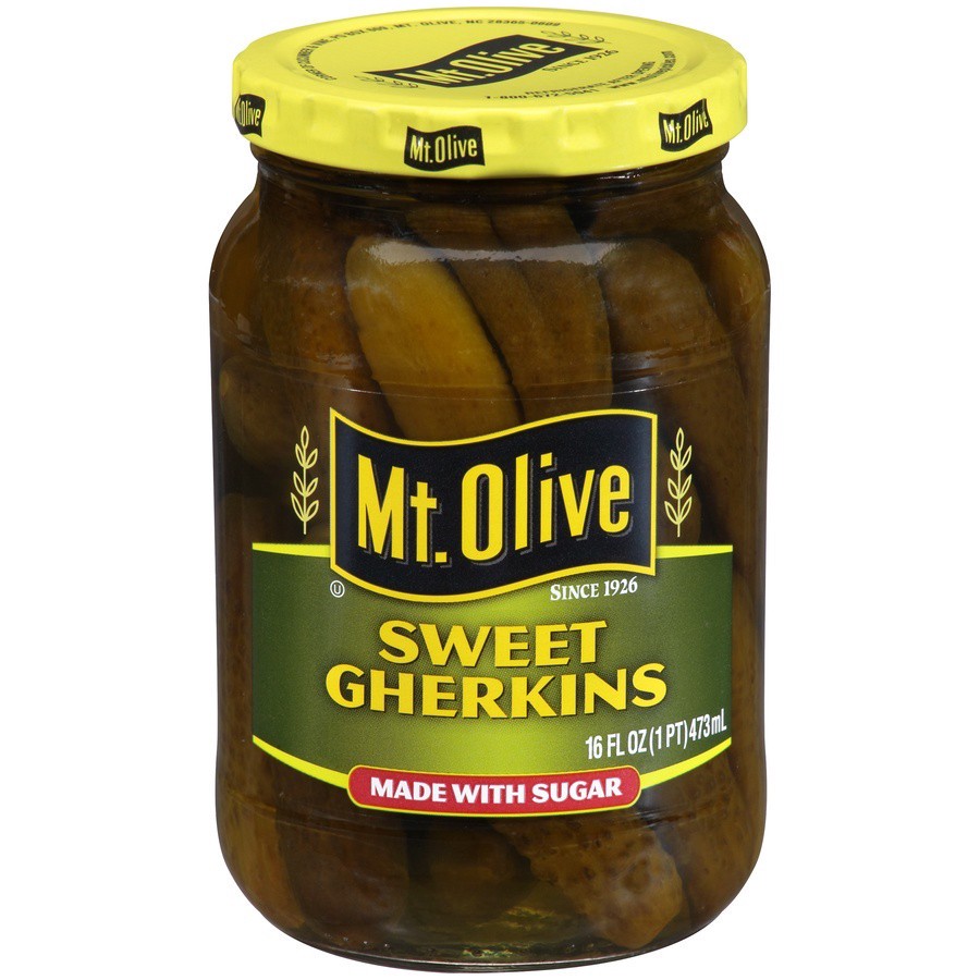 slide 1 of 6, Mt. Olive Sweet Gherkins, 16 oz