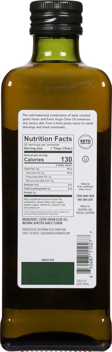 slide 13 of 13, California Olive Ranch Extra Virgin Garlic Flavored Olive Oil 25.4 fl oz, 25.4 fl oz