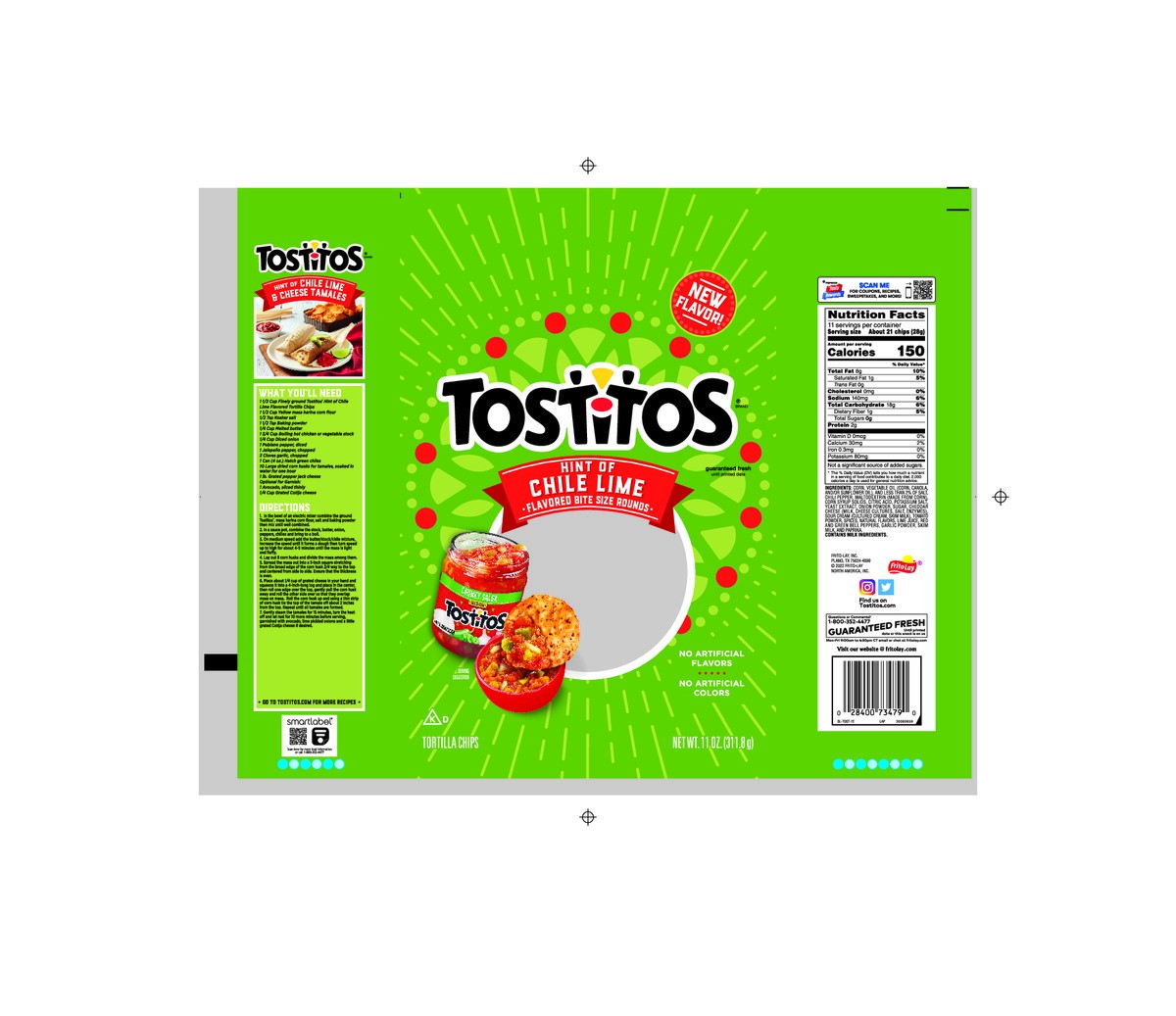 slide 3 of 7, Tostitos Flavored Tortilla Chips Hint of Chile Lime Flavored 11 Oz, 11 oz