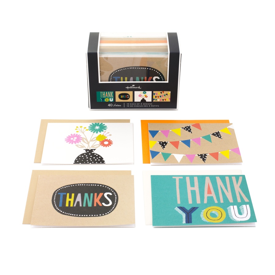 slide 1 of 1, Hallmark 40 Thank You Cards and Envelopes, 4 Designs, 1 ct