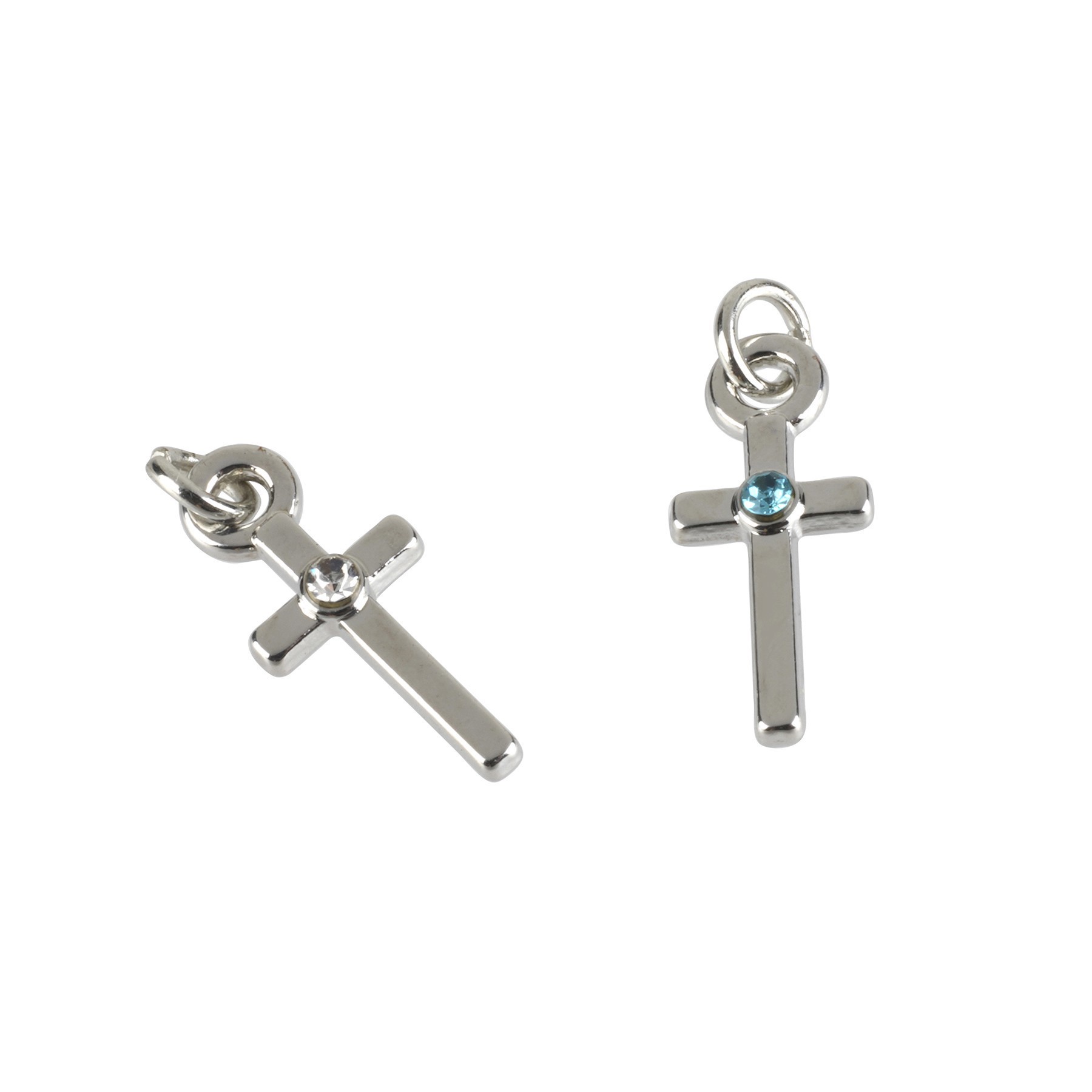 slide 2 of 3, Charmalong Rhodium Cross Birthstone Charms By Bead Landing, 7mm x 16mm