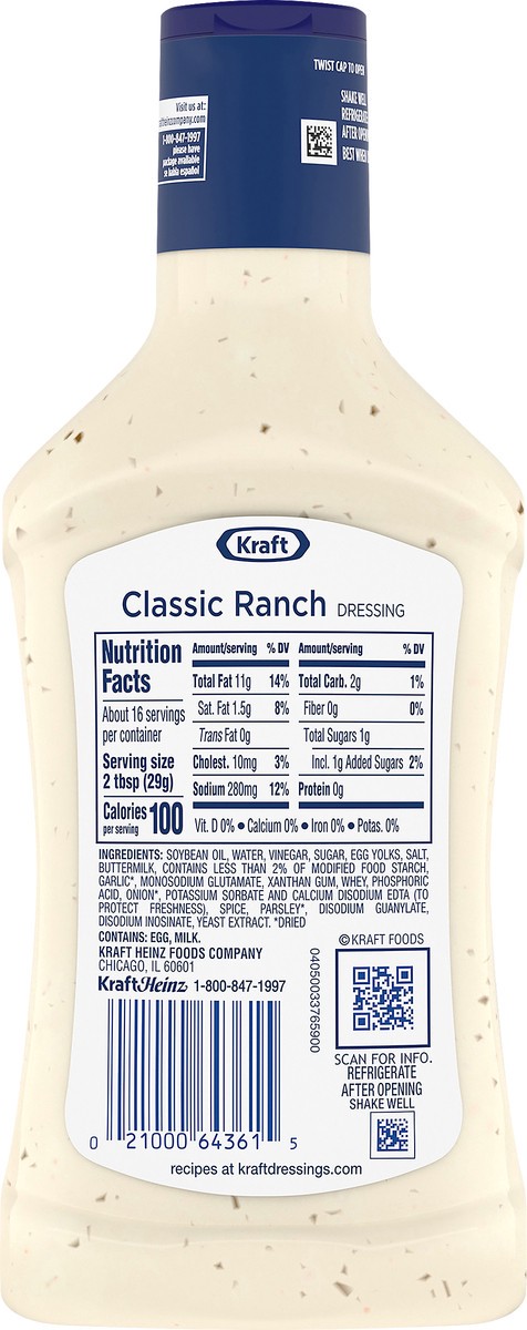 slide 8 of 12, Kraft Classic Ranch Salad Dressing, 16 fl oz Bottle, 16 fl oz