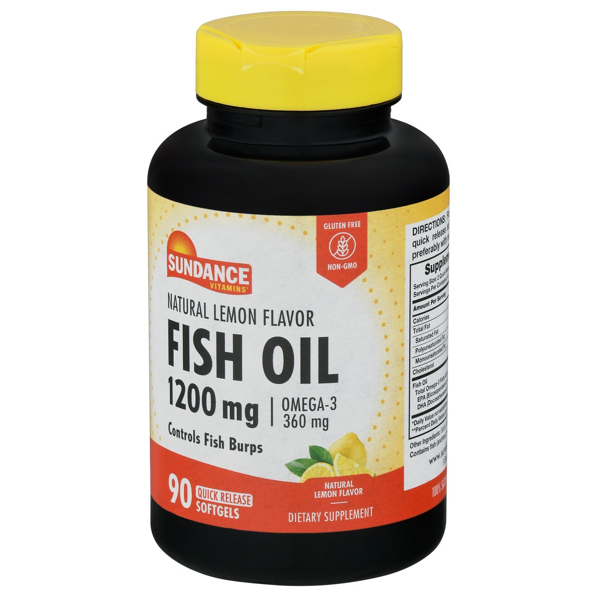 slide 6 of 9, Sundance Vitamins 1200 mg Natural Lemon Flavor Fish Oil Softgels 90 ea, 90 ct