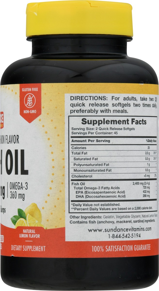 slide 9 of 9, Sundance Vitamins 1200 mg Natural Lemon Flavor Fish Oil Softgels 90 ea, 90 ct