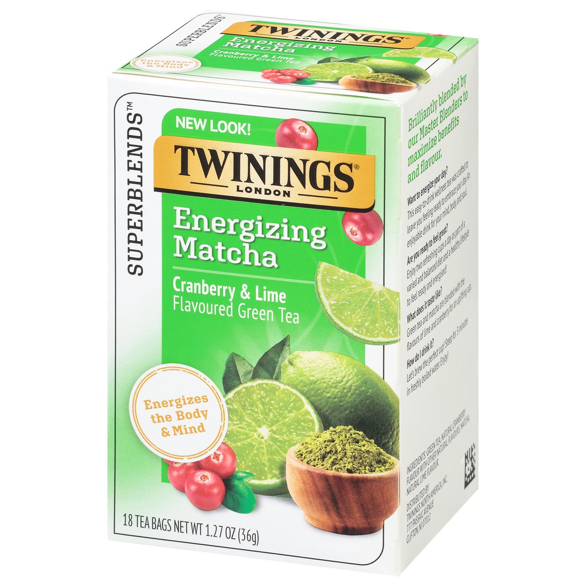 slide 5 of 9, Twinings Superblends Tea Bags Energizing Matcha Cranberry & Lime Green Tea 18 Tea Bags - 18 ct, 18 ct