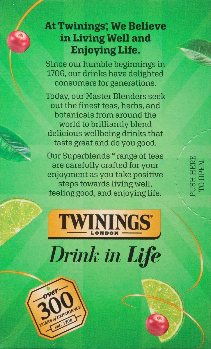 slide 6 of 9, Twinings Superblends Tea Bags Energizing Matcha Cranberry & Lime Green Tea 18 Tea Bags - 18 ct, 18 ct