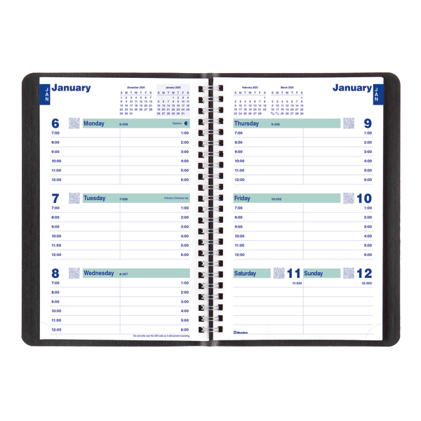 slide 4 of 5, 2025 Blueline Plan & Link Weekly Appointment Planner, 8"" X 5"", 50% Recycled, Black, January To December, 1 ct